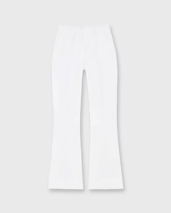 New Ann Mashburn Faye Flare Cropped Pant White Garment-Dyed Stretch Twill