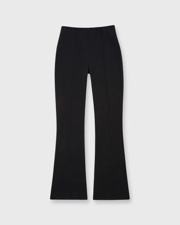 New Ann Mashburn Faye Flare Cropped Pant Black Waffle Crepe