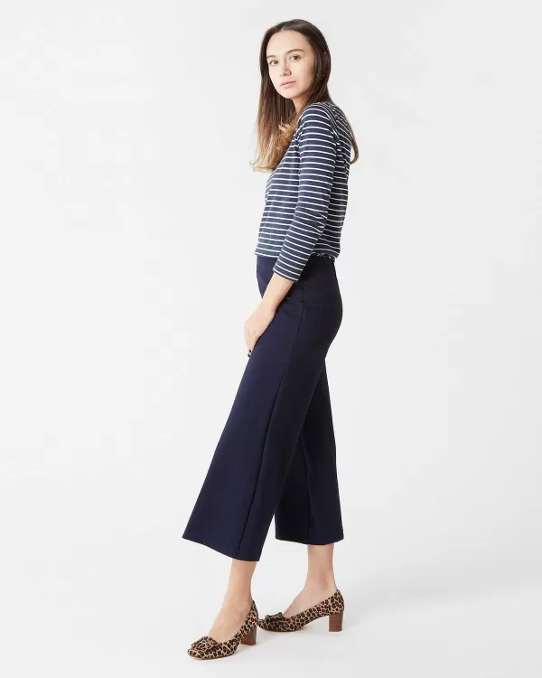 Flash Sale Ann Mashburn Faye Wide-Leg Cropped Pant Navy Ponte Knit
