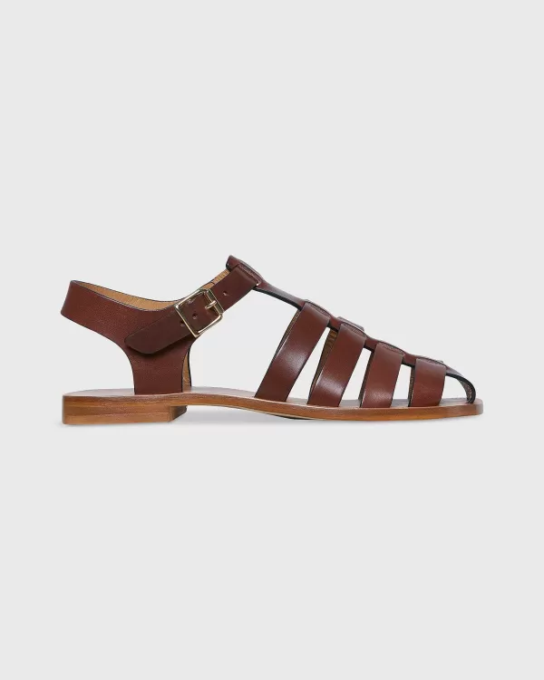 Cheap Ann Mashburn Fisherman Sandal Brown Leather