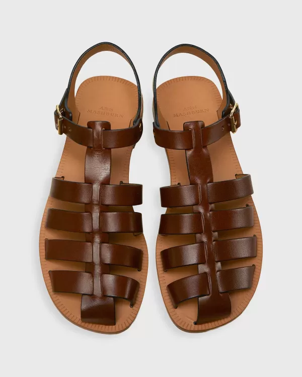 Cheap Ann Mashburn Fisherman Sandal Brown Leather