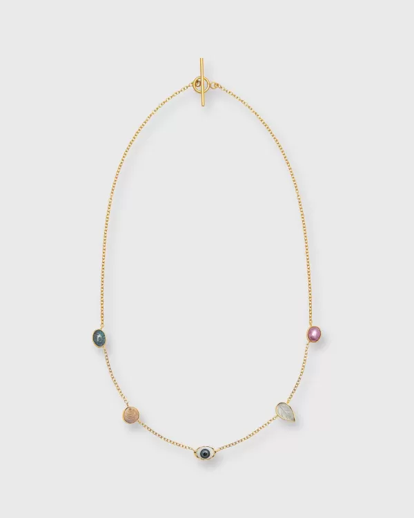New Grainne Morton Five Mini Charm Necklace Gold Plated