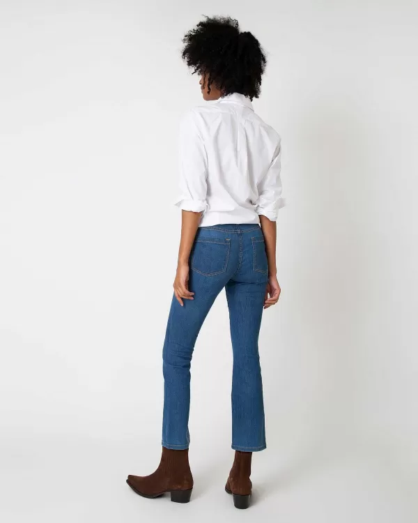 Hot Ann Mashburn Flare Cropped 5-Pocket Jean 3-Year Indigo Stretch Denim