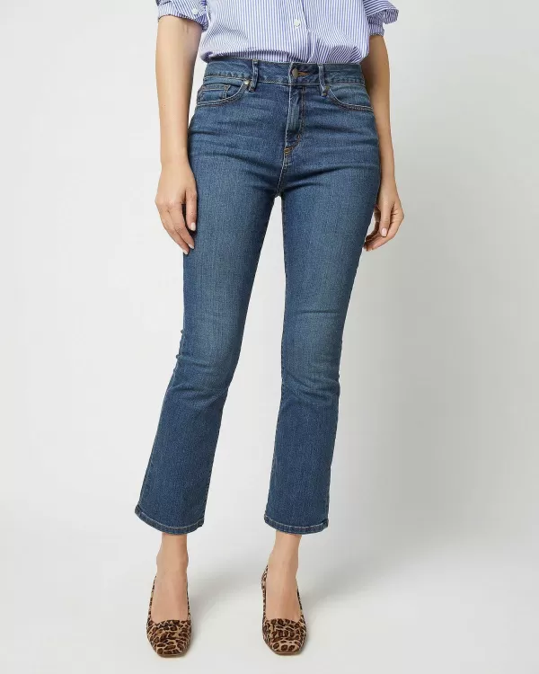 Clearance Ann Mashburn Flare Cropped 5-Pocket Jean 5-Year Indigo Stretch Denim