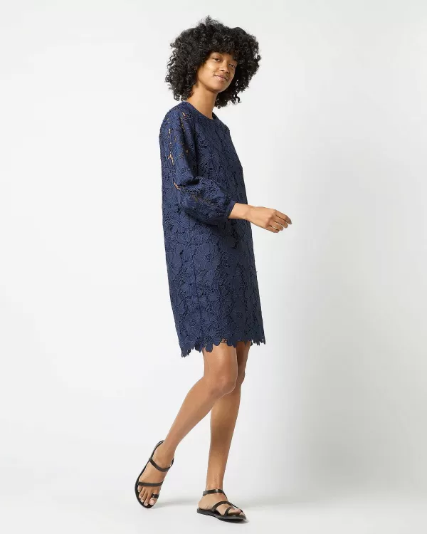Shop Ann Mashburn Francine Dress Navy Floral Guipure Lace