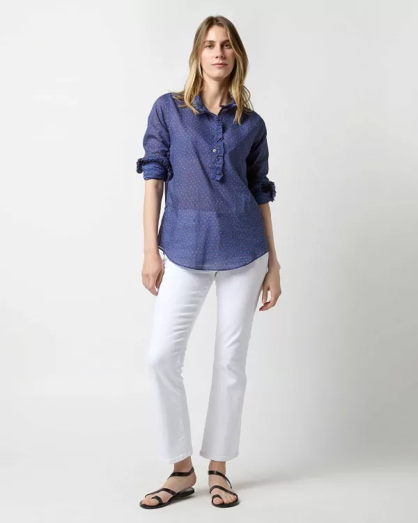 Flash Sale Ann Mashburn Frill Shirt Ratti® Navy Strawberry Cotton Lawn