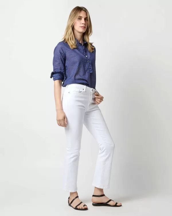 Flash Sale Ann Mashburn Frill Shirt Ratti® Navy Strawberry Cotton Lawn