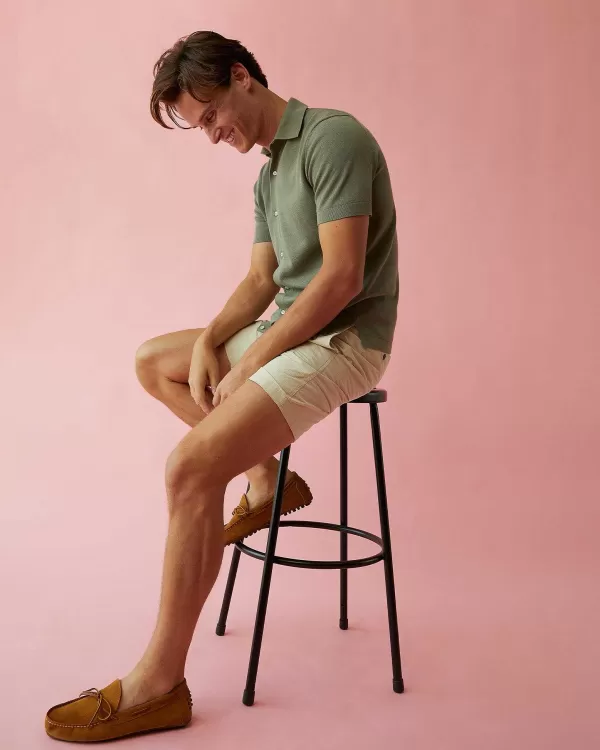 New Sid Mashburn Full-Placket Sweater Sage Cotton