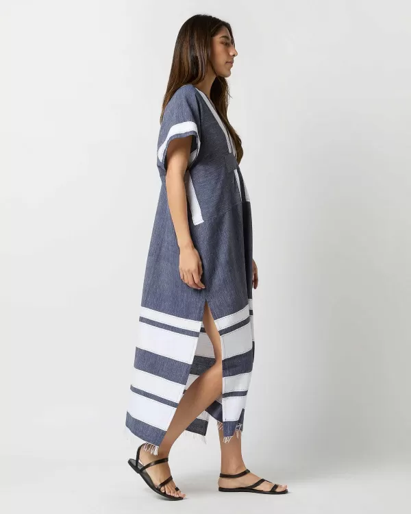 Cheap lemlem Gasira V-Neck Caftan Debre Navy