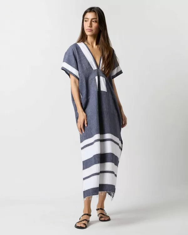Cheap lemlem Gasira V-Neck Caftan Debre Navy