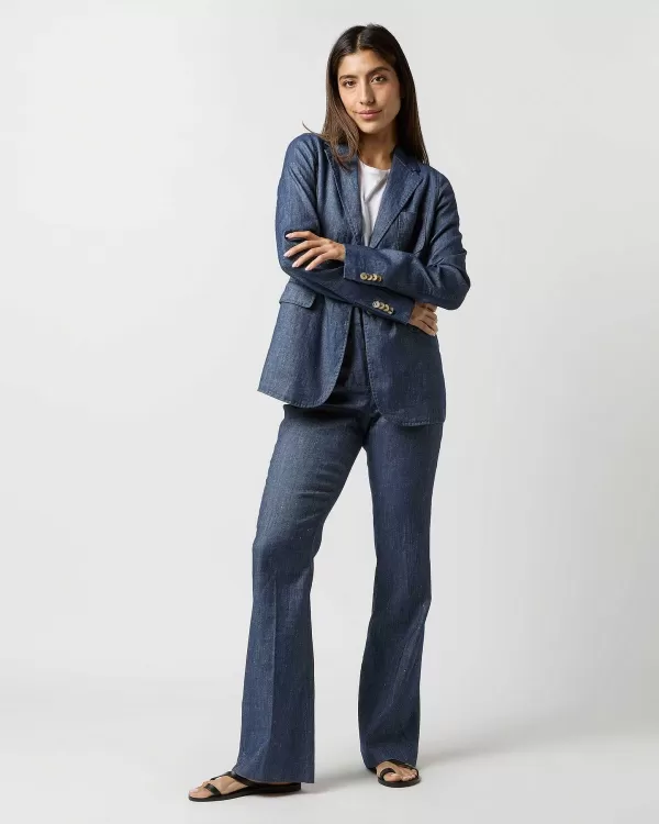 Outlet Ann Mashburn Ghost Blazer Indigo Stretch Cotolino