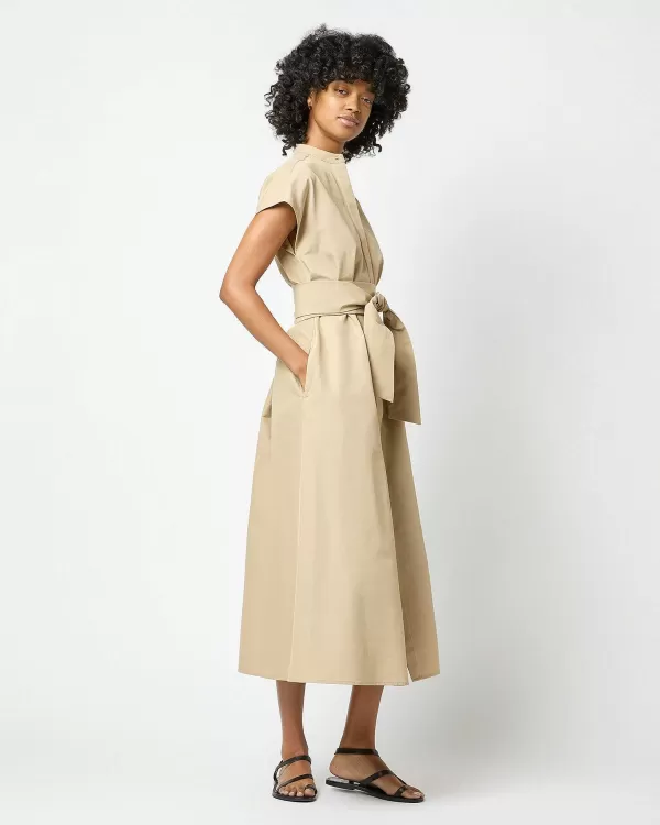 Discount Ann Mashburn Gianna Maxi Shirtdress Khaki Cotton/Nylon Faille