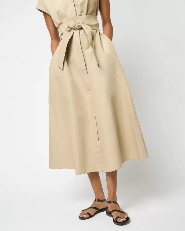Discount Ann Mashburn Gianna Maxi Shirtdress Khaki Cotton/Nylon Faille