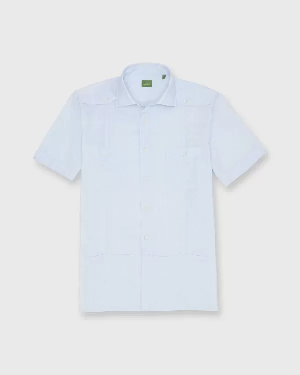 Sale Sid Mashburn Guayabera Shirt With Hem Pockets Sky Cotolino
