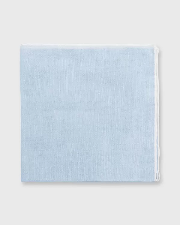 Store Sid Mashburn Hand-Rolled Pocket Square Sky Cotolino/White Edge