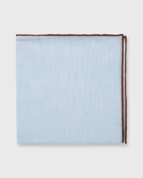 Sale Sid Mashburn Hand-Rolled Pocket Square Sky Cotolino/Brown Edge