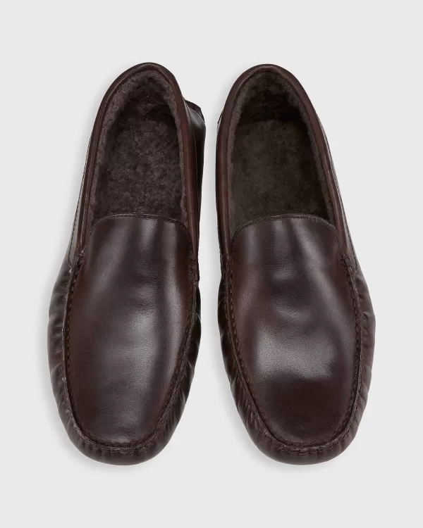 Discount Sid Mashburn House Slippers Dark Brown Leather