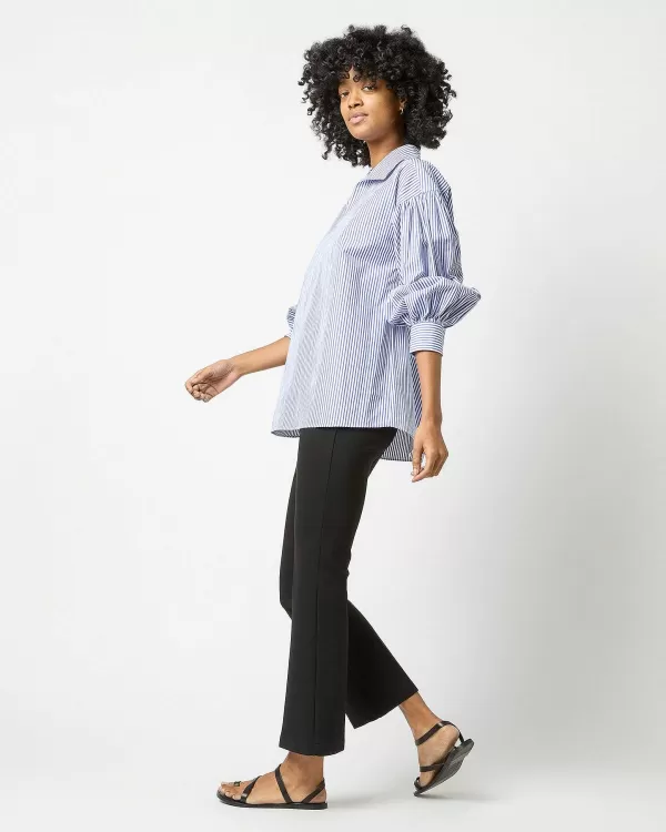 Hot Ann Mashburn Iris Top Blue Bengal Stripe Compact Cotton