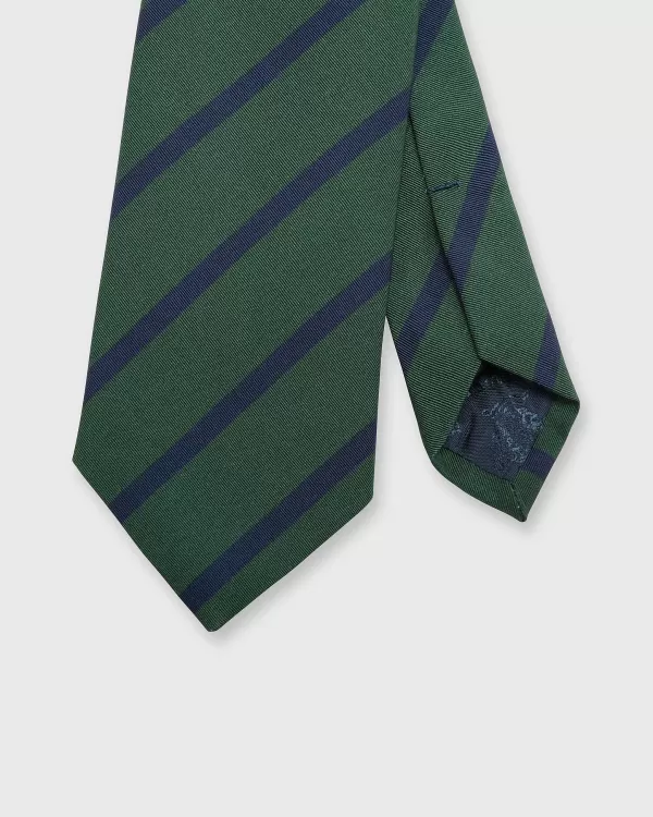 Clearance Atkinsons Irish Poplin Tie Green/Navy Bar Stripe