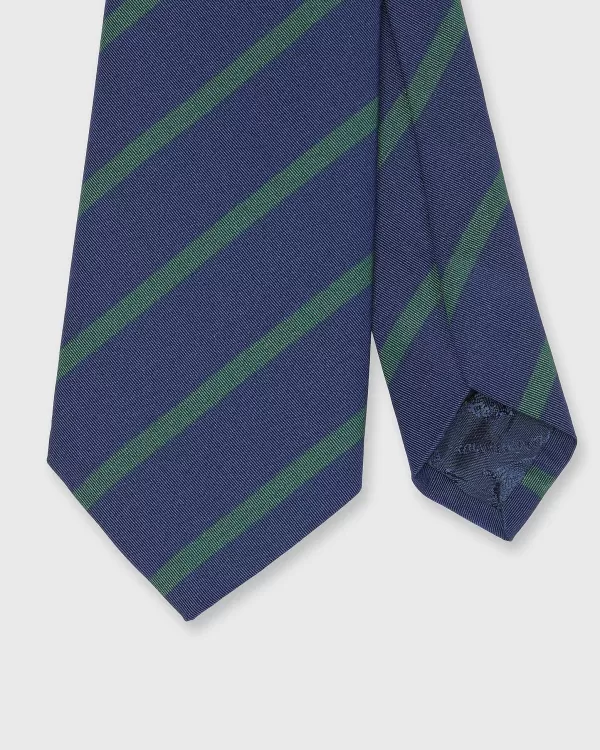 Discount Atkinsons Irish Poplin Tie Navy/Green Bar Stripe