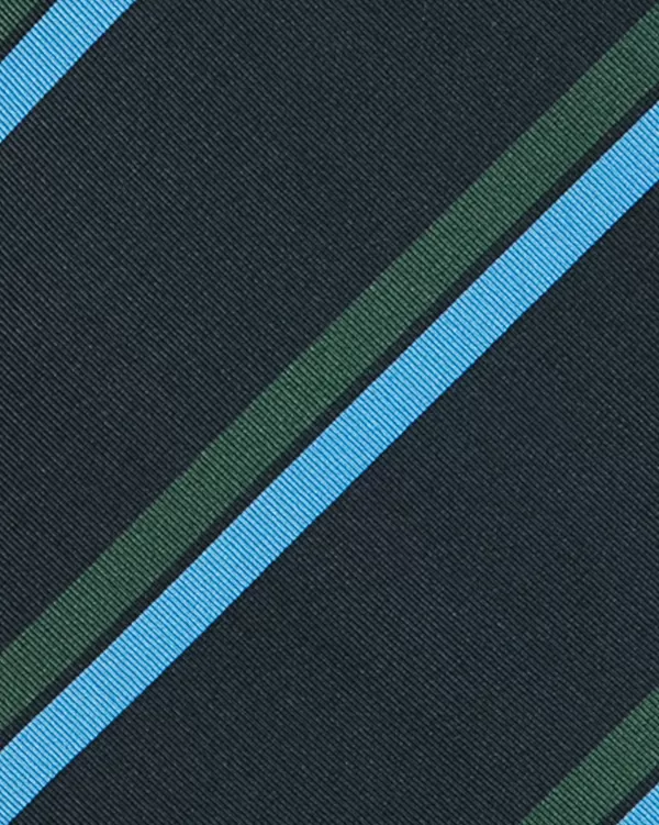 Discount Atkinsons Irish Poplin Tie Navy/Sky/Hunter Stripe