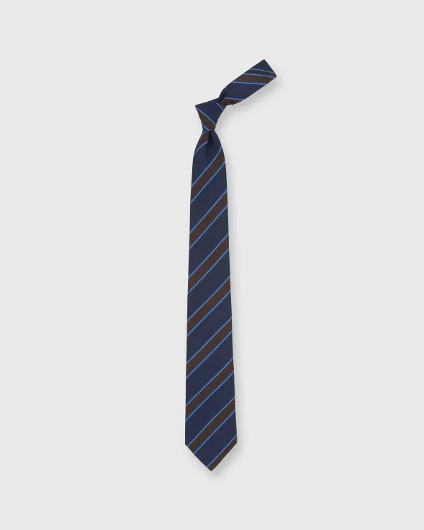 Store Atkinsons Irish Poplin Tie Navy/Chocolate/Sky Stripe