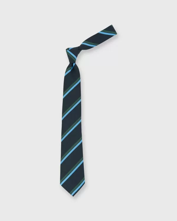 Discount Atkinsons Irish Poplin Tie Navy/Sky/Hunter Stripe