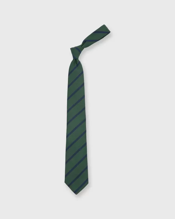 Clearance Atkinsons Irish Poplin Tie Green/Navy Bar Stripe