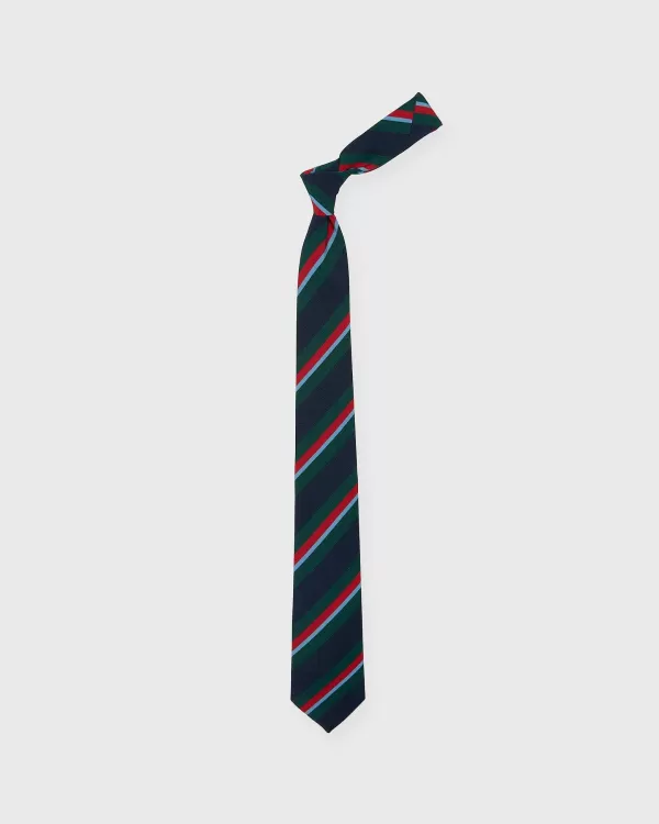 Hot Atkinsons Irish Poplin Tie Navy/Hunter/Red/Sky Stripe