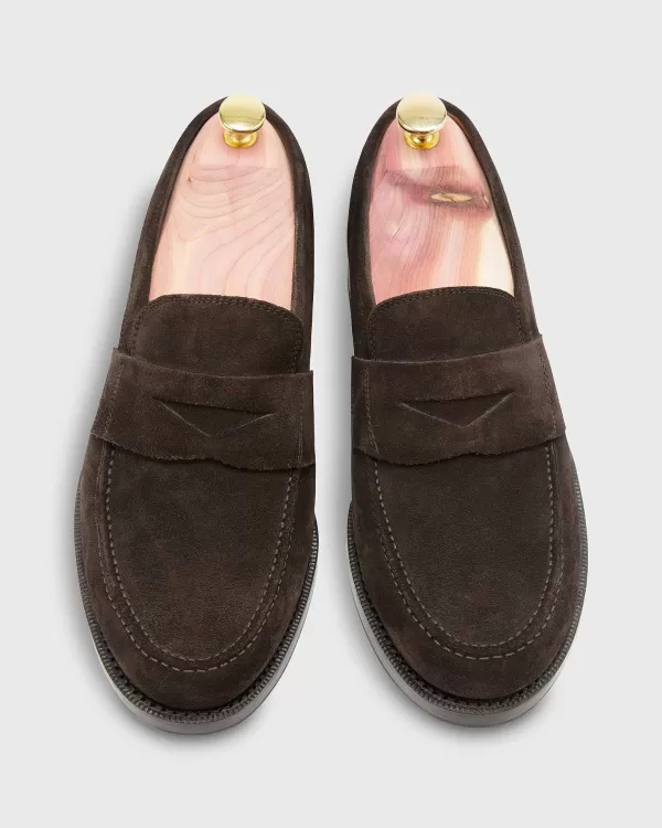 Shop Sid Mashburn Italian Penny Loafer Chocolate Suede