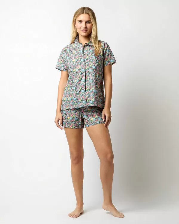 Shop Ann Mashburn Jasmine Pajama Shorts Set Blue Multi Clare Rich Liberty Fabric