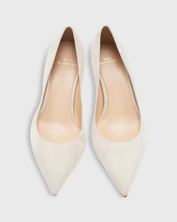 Outlet Ann Mashburn Kitten Heel Pointed-Toe Pump Light Sand Suede