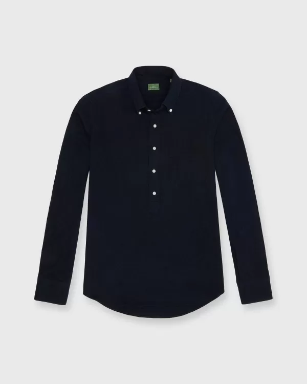 Cheap Sid Mashburn Knit Button-Down Popover Shirt Navy Pique