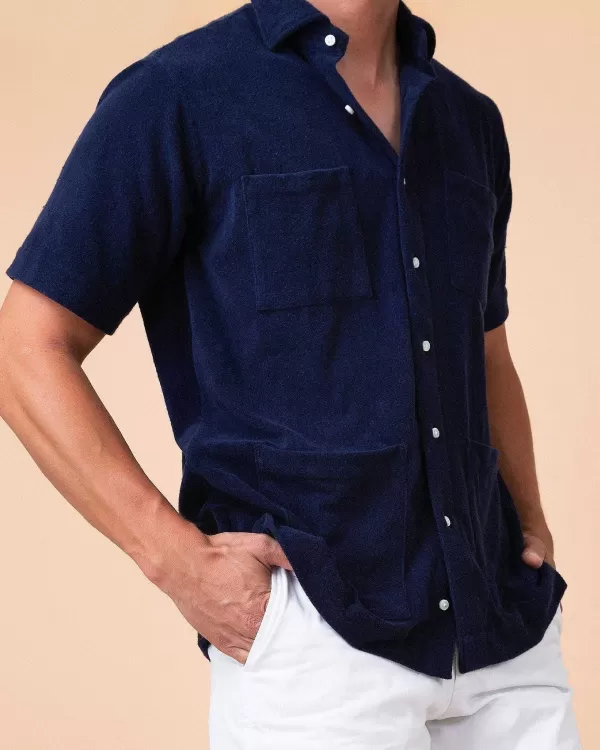 Store Sid Mashburn Knit Marquez Shirt Navy Terry