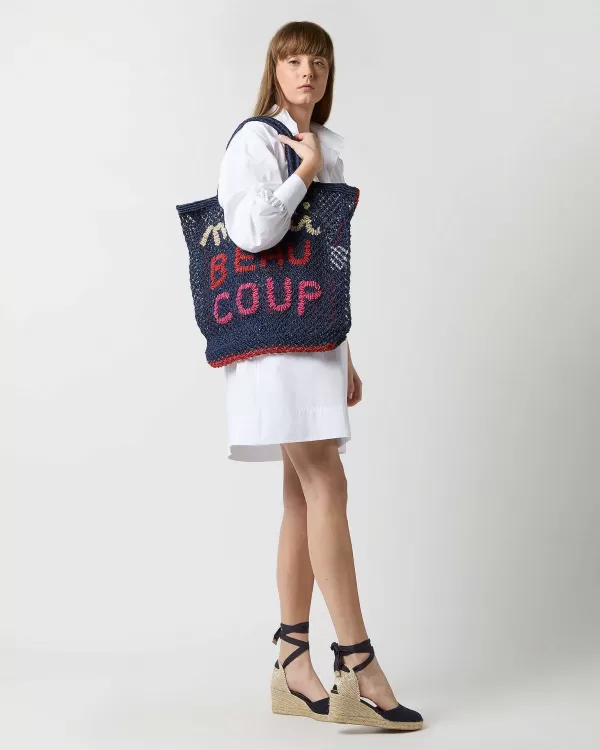 Best Sale the Jacksons Large Merci Beau Coup Tote Blue Multi