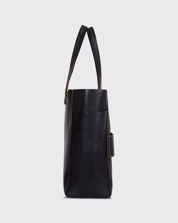 Hot Sid Mashburn Leather Tote With Trolley Strap Navy
