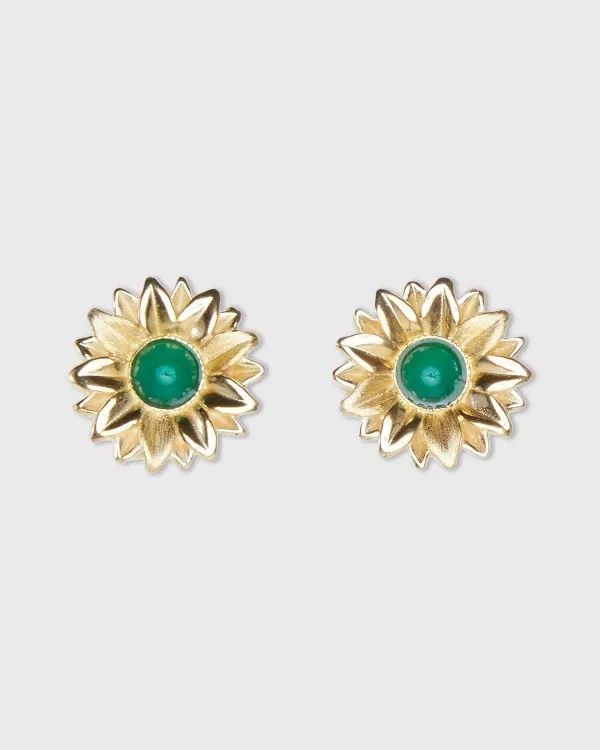Clearance Of Rare Origin Limoncello Micro Earrings Gold/Jade