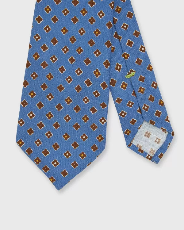 Cheap Sid Mashburn Linen/Silk Print Tie Mid Blue/Brown Foulard