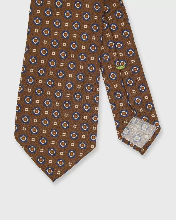 Shop Sid Mashburn Linen/Silk Print Tie Tobacco/Navy Medallion