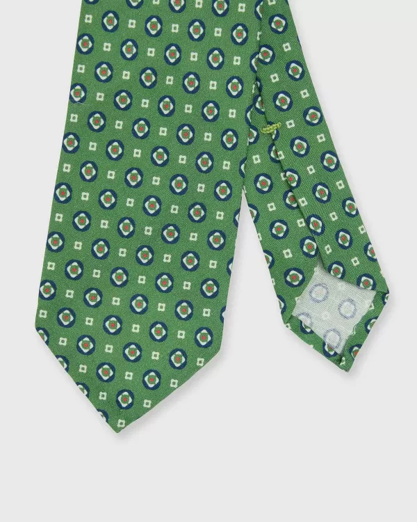 Store Sid Mashburn Linen/Silk Print Tie Avocado/Navy Medallion