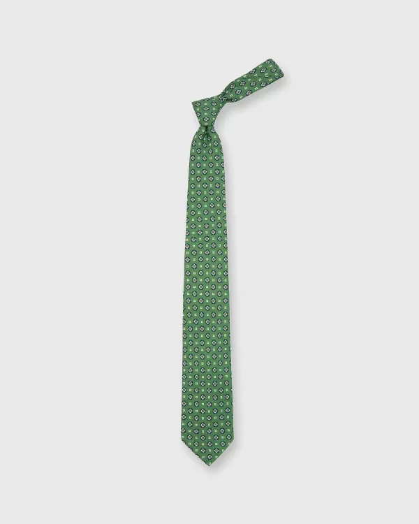 Store Sid Mashburn Linen/Silk Print Tie Avocado/Navy Medallion