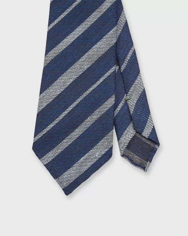 Hot Sid Mashburn Linen/Silk Woven Tie Navy/Sky Blue Stripe
