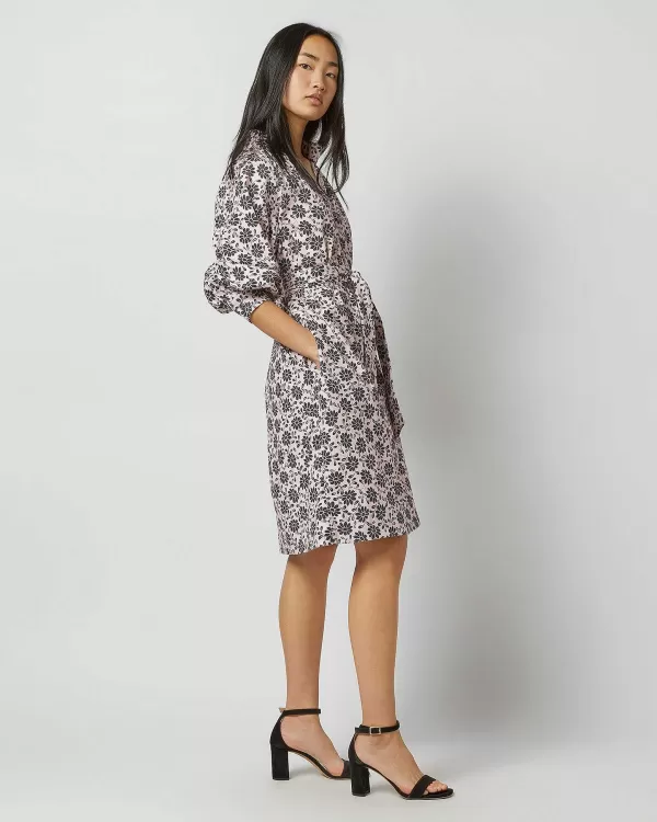 Cheap Ann Mashburn Liya Dress Light Pink/Charcoal Daisy Stretch Sateen