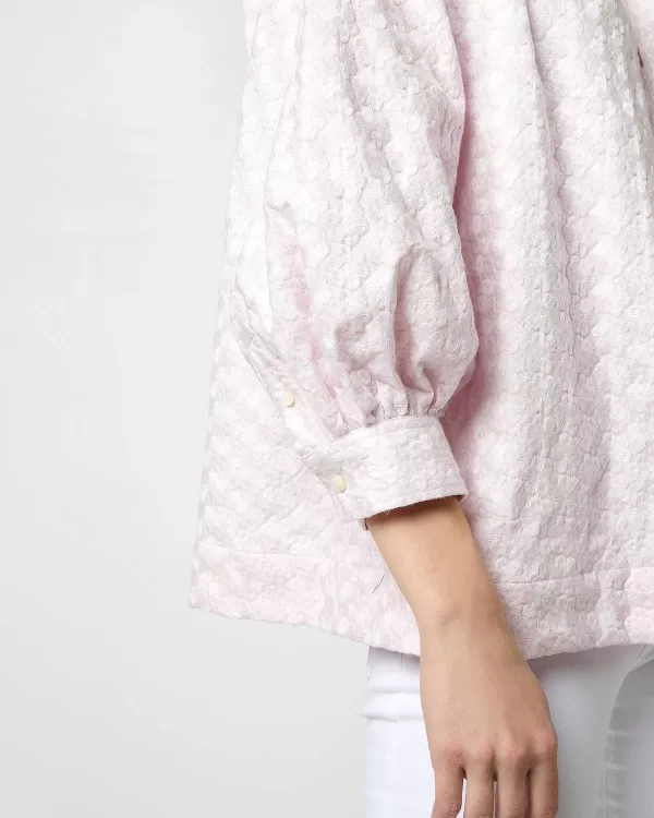 Flash Sale Ann Mashburn Liya Top Pale Pink Floral Embroidered Poplin