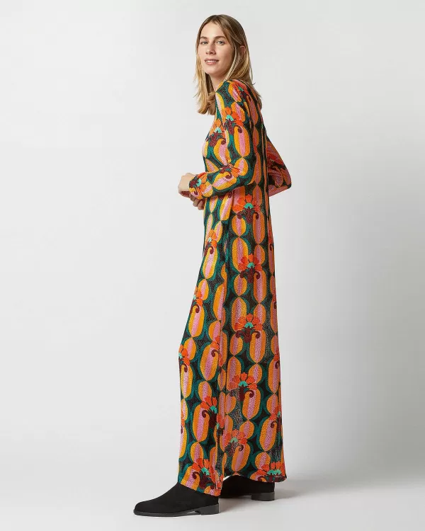 Store La DoubleJ Long Sleeve Swing Dress Arcturus Blue Petrol Velvet Devor