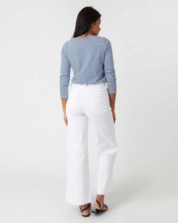 Fashion Ann Mashburn Long-Sleeved Boatneck Tee French Blue/White Stripe Jersey