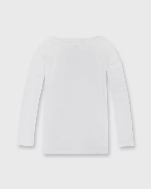 Store Ann Mashburn Long-Sleeved Boatneck Tee White Pima Cotton