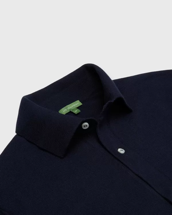 Best Sale Sid Mashburn Long-Sleeved Full-Placket Sweater Navy Cotton