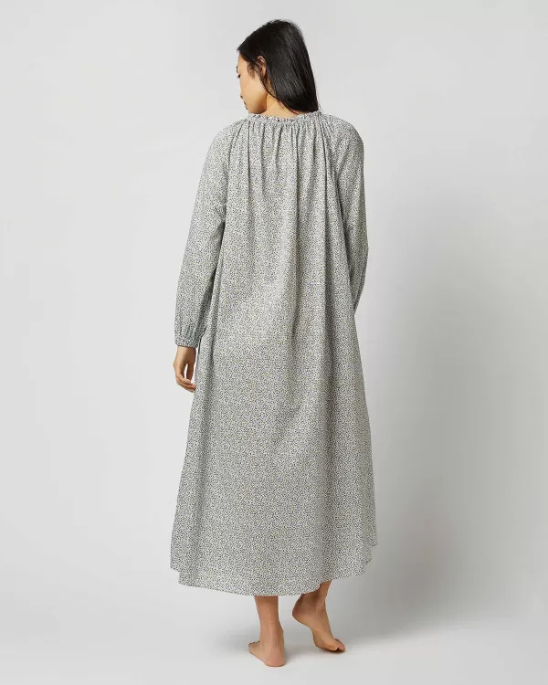 Fashion Ann Mashburn Long-Sleeved Lucy Nightdress Aqua/White/Yellow Floriana Liberty Fabric