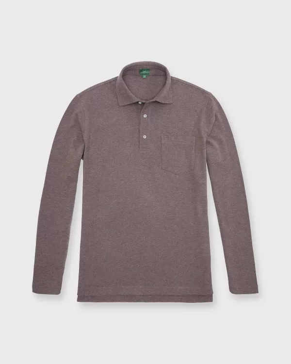 Hot Sid Mashburn Long-Sleeved Polo Heathered Oat Pima Pique